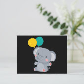 Kute olifant zit in een ballon briefkaart (Staand voorkant)