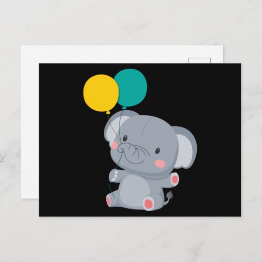 Kute olifant zit in een ballon briefkaart (Voorkant / Achterkant)