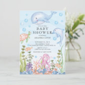Kute onder het Zee Boy Baby shower Kaart (Staand voorkant)