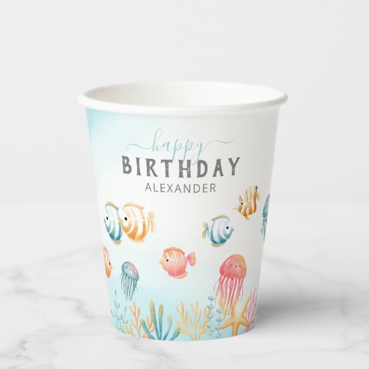 Kute onder het Zee Kinderen van zaterdag Papieren Bekers (Voorkant)