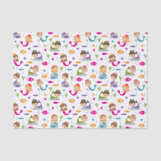 Kute onder het Zee Mermaid Tissue Paper Tissuepapier (Voorkant)