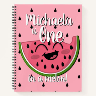 Kute One in een Melon Cute Watermelon Pink Pun Notitieboek