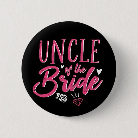 Kute oom van het Bride Roze Calligrafie Manuscript Ronde Button 5,7 Cm (Voorkant)