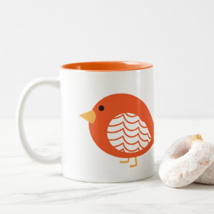 Kute oranje biefvogels Two-Tone koffiemok Tweekleurige Koffiemok