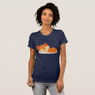 Kute Oranje Cartoon Tekening van een vos-slaapstan T-shirt