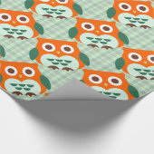 Kute Oranje Owl Cadeaupapier (Hoek)