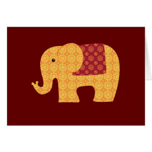 Kute Oranje ventilator Elephant op Red