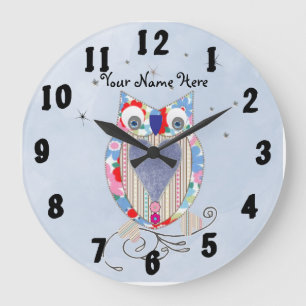 Kute Owl Baby Nursery Decor Wall Clock personalise Grote Klok