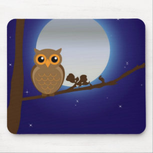 Kute Owl by the Moonlight Muismat