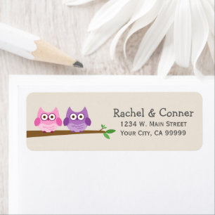 Kute Owl Couple Love Return Address Labels