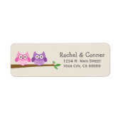 Kute Owl Couple Love Return Address Labels (Voorkant)