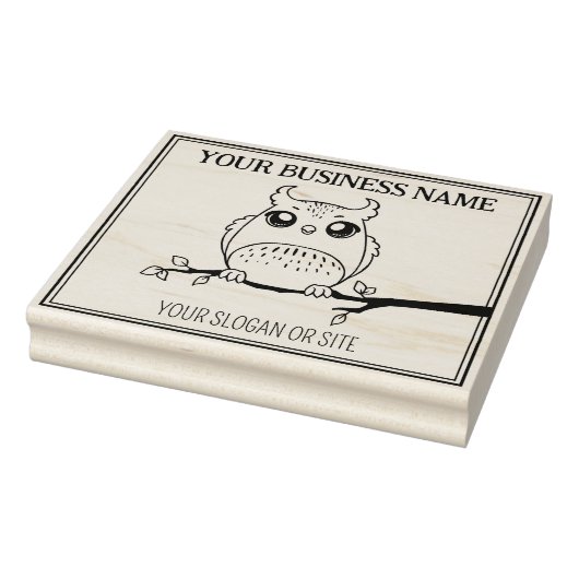 Kute Owl, Custom Business, Large Rubberstempel (Stempel)