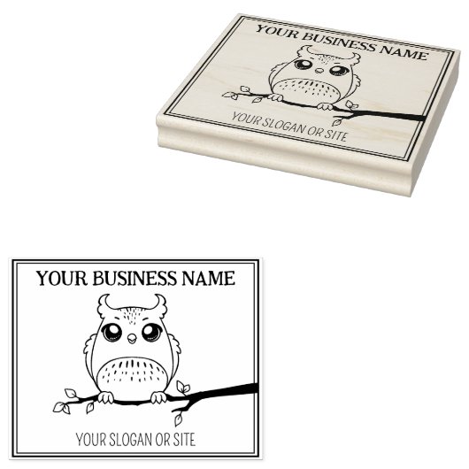 Kute Owl, Custom Business, Large Rubberstempel (Gestempeld)