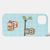 Kute Owl Familie met Bloem Case-Mate iPhone Case (Achterkant (horizontaal))