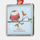 Kute Owl First Kerstmis Custom Ornament (Links)