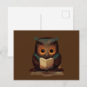 Kute Owl Het lezen van een boek Briefkaart (Voorkant / Achterkant)