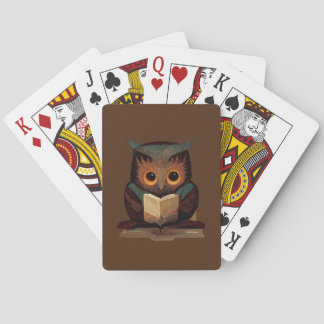 Kute Owl Het lezen van een boek Pokerkaarten
