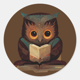 Kute Owl Het lezen van een boek Ronde Sticker