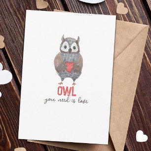 Kute Owl Je hebt Liefde Valentijnsdag Kaart nodig
