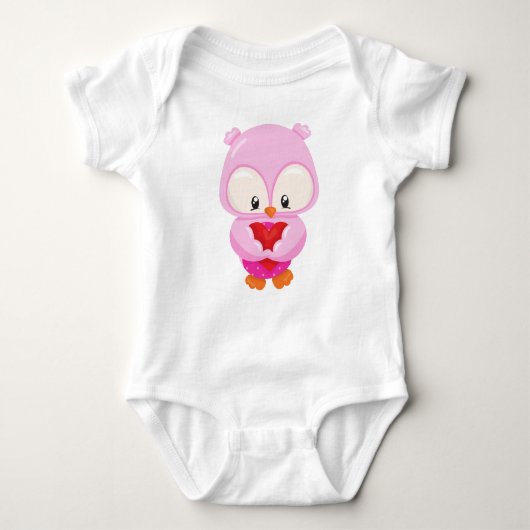Kute Owl, Little Owl, Owl in Love, Hearts Romper (Voorkant)