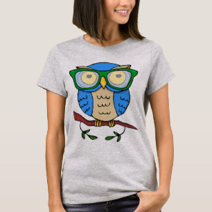 Kute Owl met groene bril T-shirt