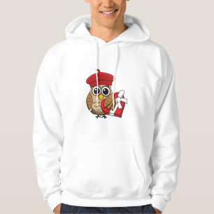 Kute Owl met Red Beret en Heart Box Hoodie