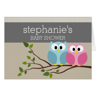 Kute Owl op Branch Baby Girl of Boy Shower