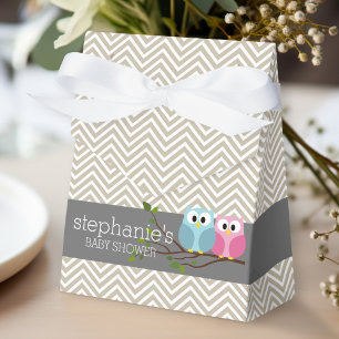 Kute Owl op Branch Baby Girl of Boy Shower Bedankdoosjes