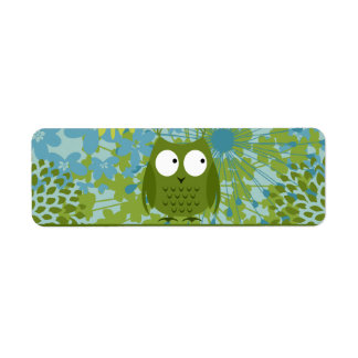 Kute Owl op hartlint met Floral Pattern Etiket