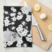 Kute Owl Pattern Black and White Theedoek (Quarter Fold)