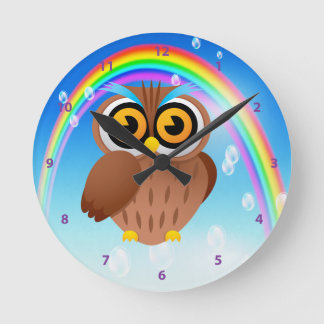 Kute Owl & regenboogklok Ronde Klok