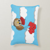 Kute Owl vliegen met hartballonnen Accent Kussen (Achterkant (Verticaal))