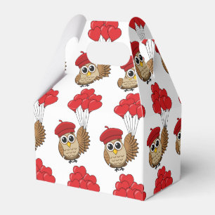 Kute Owl vliegen met hartballonnen Bedankdoosjes