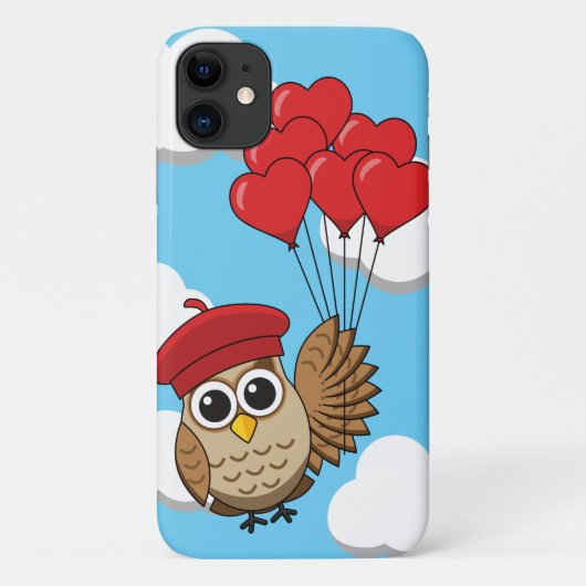 Kute Owl vliegen met hartballonnen Case-Mate iPhone Case (Achterkant)