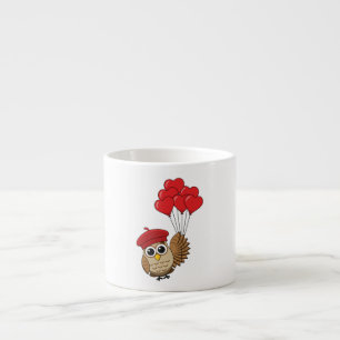 Kute Owl vliegen met hartballonnen Espresso Kop
