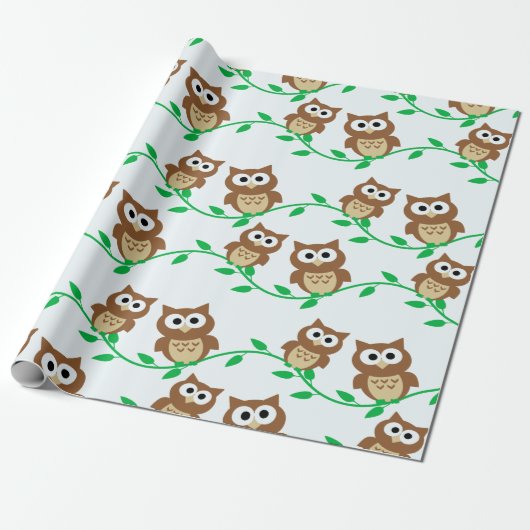 Kute Owl Wrapping Paper Cadeaupapier (Uitgerold)