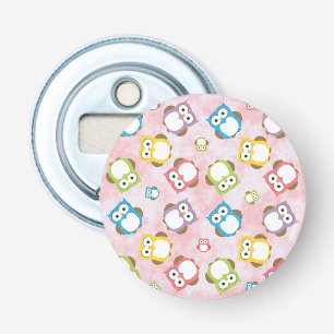 Kute Owls, Owl Pattern, Colorful Owls, Baby Owls Button Flesopener