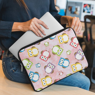 Kute Owls, Owl Pattern, Colorful Owls, Baby Owls Laptop Sleeve