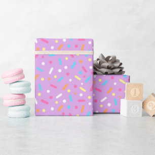 Kute Paarse Icing met Sprinkles Donut Cadeaupapier