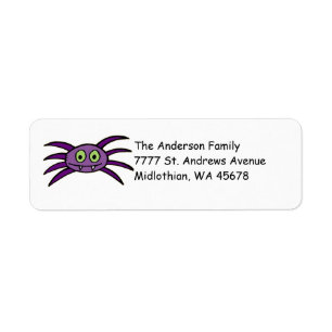 Kute Paarse spider return Address Label