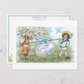 Kute paasbundel en kind briefkaart (Voorkant / Achterkant)