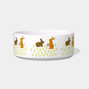 Kute paasbunnies en Daffodils Bowl Voerbakje