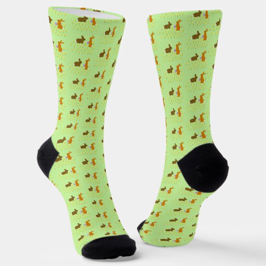 Kute paasbunnies en Daffodils pattered Sokken (Gebogen)