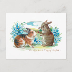Kute paasbunnies en vergeet-me-nots briefkaart