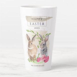 Kute paasbunnies   Happy Easter Waterverf Art Latte Mok