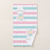Kute paasbunny striped background bad handdoek (Handdoek)