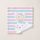 Kute paasbunny striped background bad handdoek (Wasdoekje)