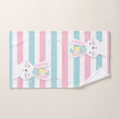 Kute paasbunny striped background bad handdoek (Handdoek)