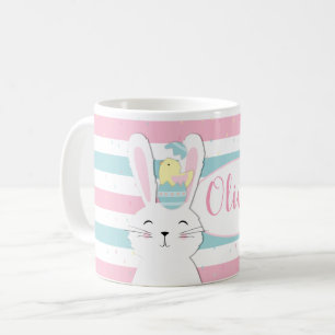 Kute paasbunny striped background koffiemok