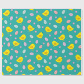 Kute Paaseieren Chicken Spring Pattern Blauwgroen Cadeaupapier (Vlak)